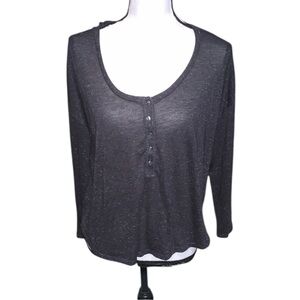 Victoria’s Secret Women's M Short Black Long Sleeve Lounge Henley Top
